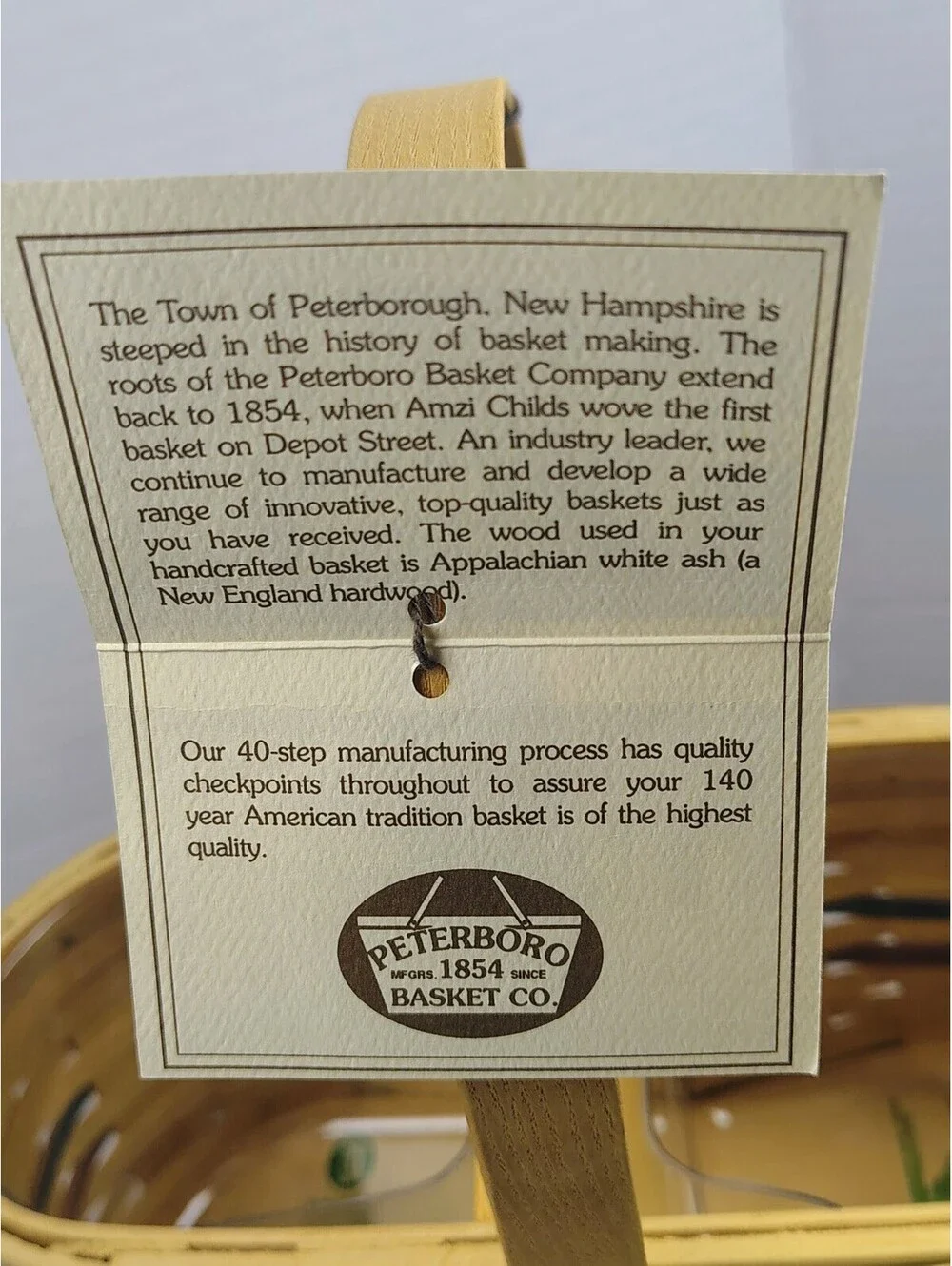 Peterboro Basket Co. Handcrafted Wooden Basket with Handle